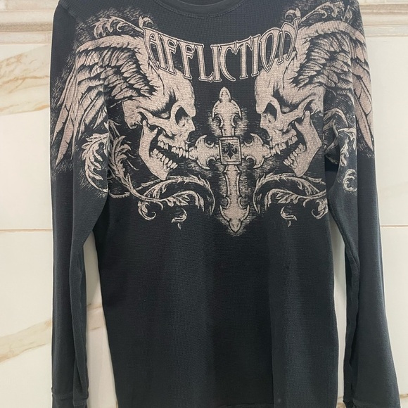 Affliction Men's Winged Up Long Sleeve Thermal large - Picture 10 of 12